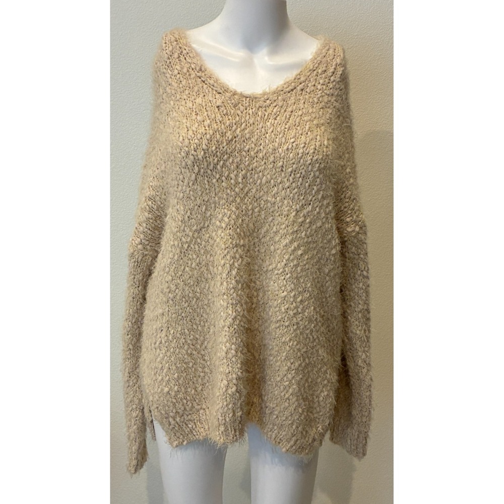 Altard State Boucle Chunky Knit Pullover Sweater Womens M/L Cream Soft Oversized